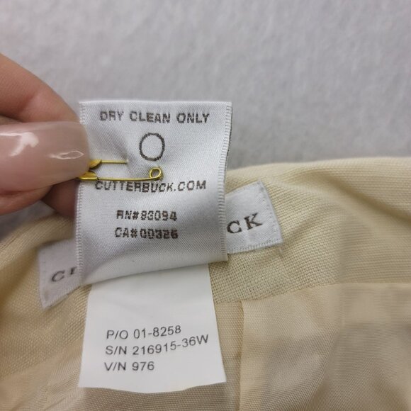 Cutter & Buck Size 14 Chino Linen Rayon Cream Floral Embroidered Lined Pants - Picture 7 of 12